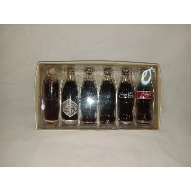 VINTAGE 1998 COCA Cola Evolution of the Contour Bottle Set of 6 mini