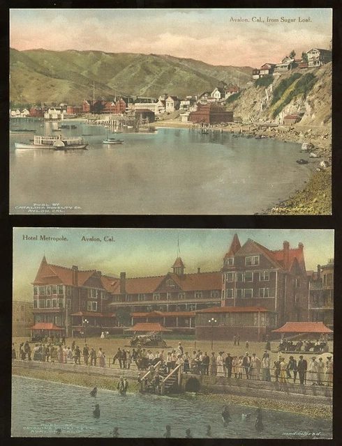 2 c.1930 Albertype hand-colored AVALON Santa Catalina Is. CALIFORNIA postcards