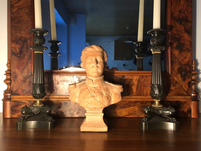 BUSTE EN TERRE cuite patinée, sculpture Albert Ier roi del Belges ...