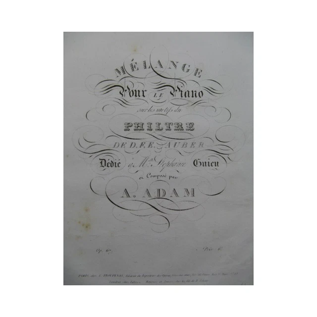 ADAM Adam Mélange Philtre Auber Piano ca1835