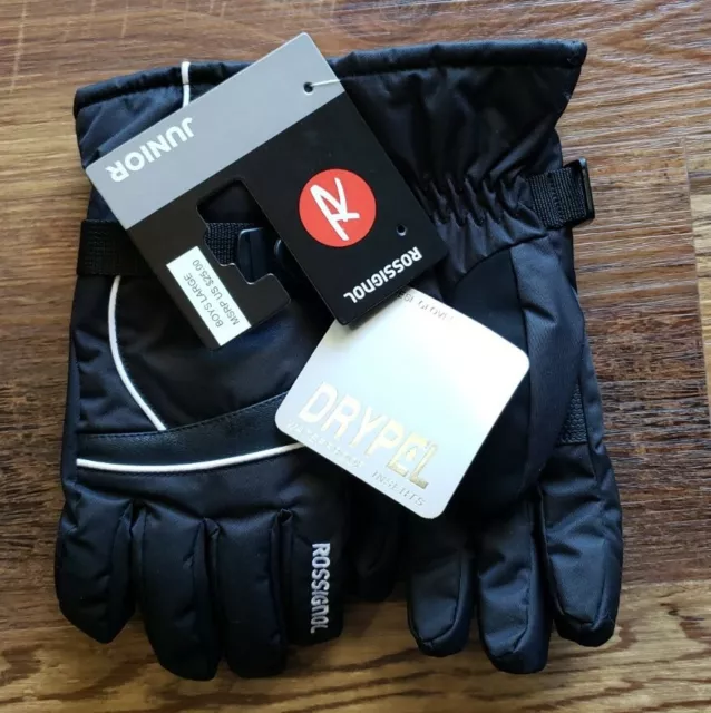 Rossignol Junior Boys Black Ski Gloves Super Soft Inside Large Nwt.