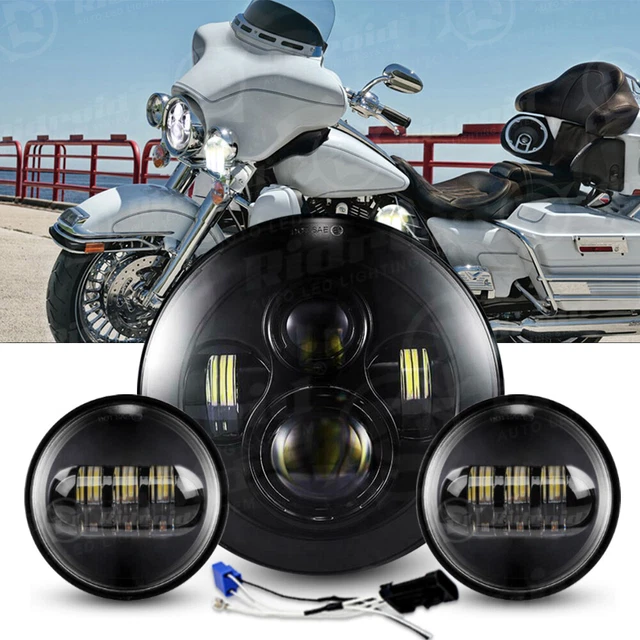 7" LED Headlight + 4.5" Passing Lights For Harley Touring Electra Glide Classic