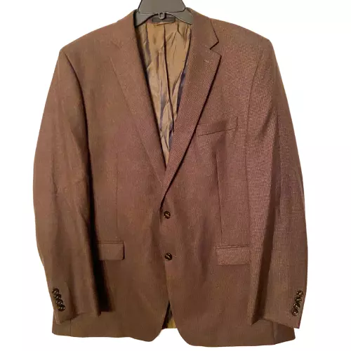 Lauren Ralph Lauren Houndstooth Brown Blazer Jacket Sport Coat Size 46L Viscose