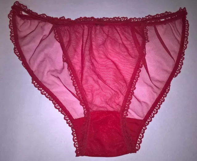 Sheer RED Nylon SEE THROUGH Knickers Panties Sissy CD Lingerie 28 to 42 Inch