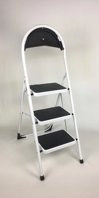 Sgabello 3 Gradini CILVANI | Acciaio Antiscivolo Bianco | Portata 150 Kg - Foto 7