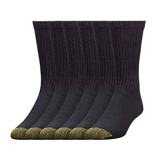 Men's 656S Cotton Crew Athletic Socks, Multipairs, Black (6-Pairs), L...