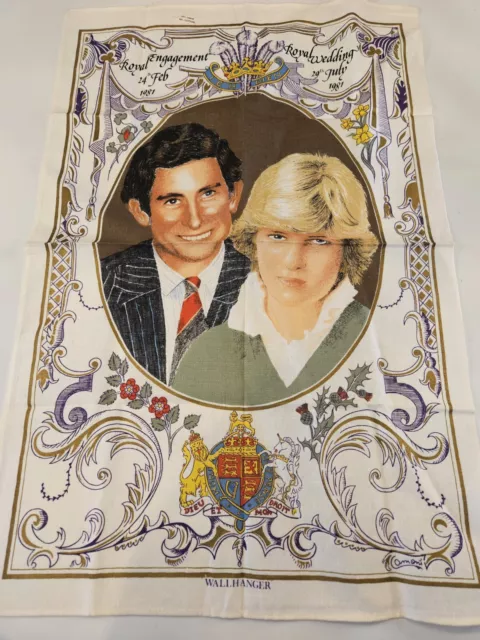 Princess Diana Prince Charles Royal Wedding 1981 Linen Tapestry Tea Towel