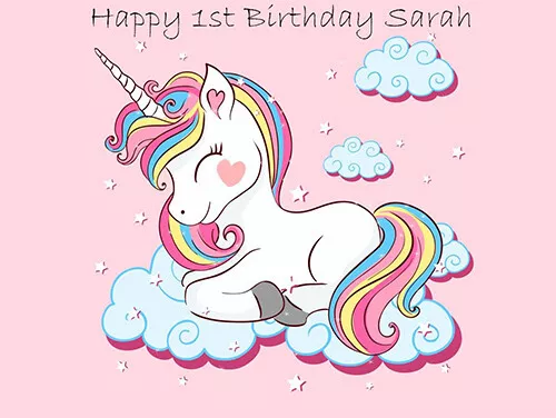 Unicorn Horse Personalised Edible Birthday Party Cake Decoration Topper Image