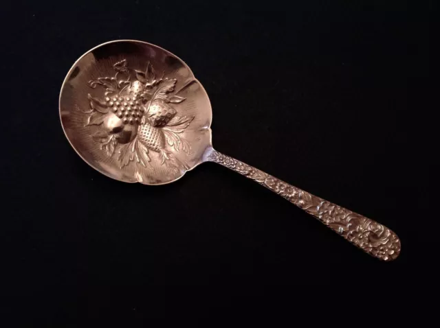 Vintage S. Kirk & Son Sterling Silver Repousse Bon Bon Spoon cd