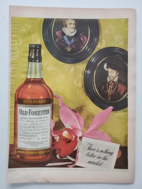 Old Forester Kentucky Straight Bourbon Whiskey Orchid 1944 Vintage Print Ad