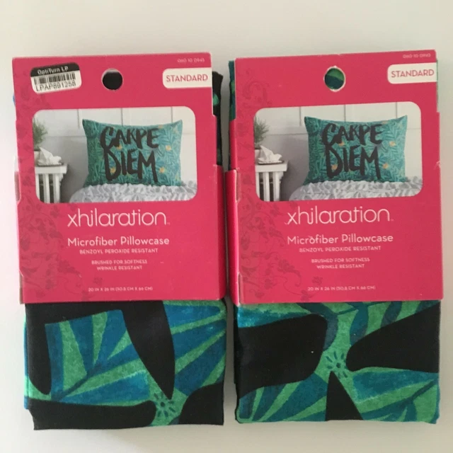 xhilaration "CARPE DIEM" 2 STANDARD Microfiber Pillowcases NWT xhilaration "CARPE DIEM" 2 STANDARD Microfiber Pillowcases NWT
