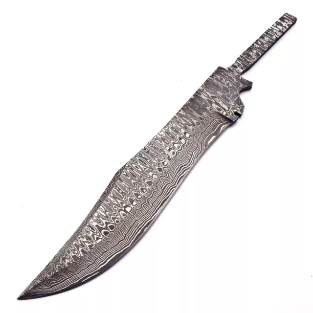 Exquisite Damascus Steel Blank Blade Knife, Stunning 225-Layers  Handcrafted