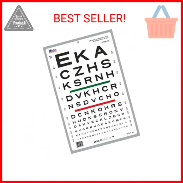 Snellen Visual Acuity Eye Chart for 10 Feet Chart 14 x 9 Inches
