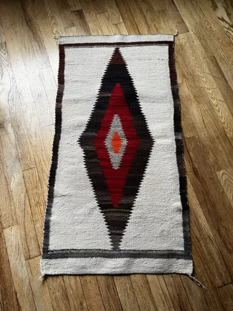 Vintage Navajo Weave Saddle Blanket Rug 40 1/2” x 21 1/4”