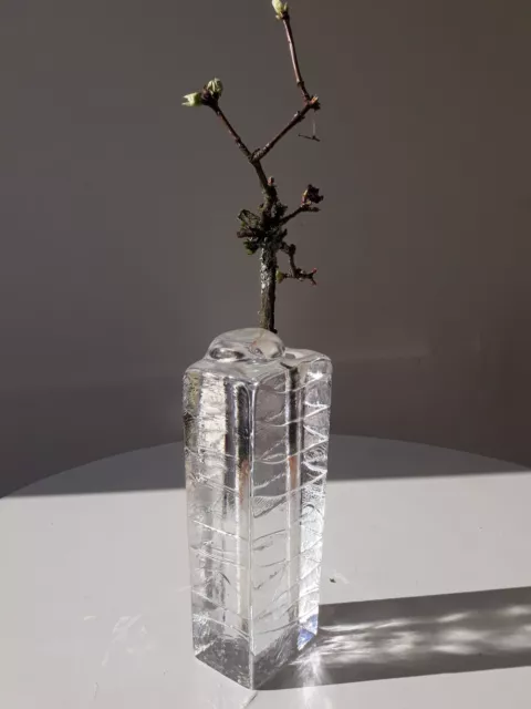70s Kompakter Glasblock "Solifleur"  Vase  Blockglas  22cm Deko  70er 2