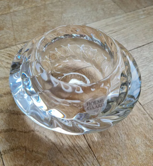 Holmegaard Danish Scandinavian Clear Glass Heavy Chunky Candle Holder 3