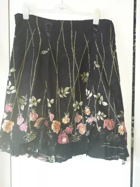 JOE BROWNS BLACK Gypsy Floral Knee Length Skirt Size 16 Also 16/18 Worn ...