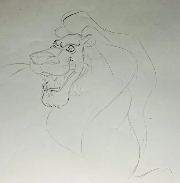 Original 1990s Disney Animation Drawing Production Sketch Art Lion King SCAR