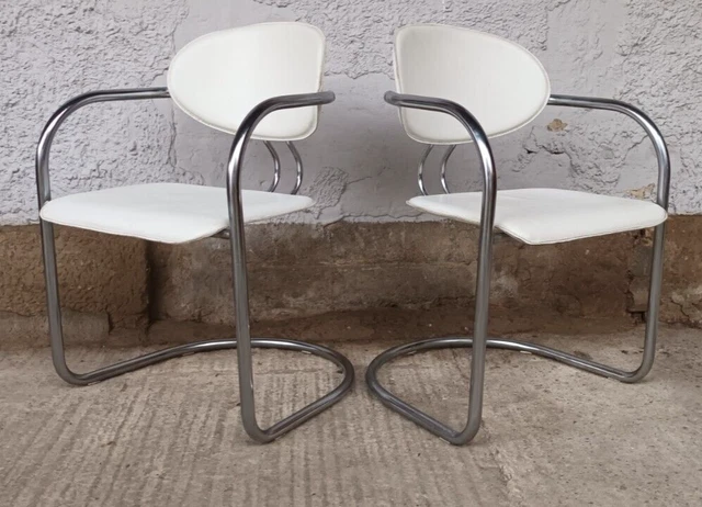 Sessel Vintage Easy Chair Lehnstuhl Italy Stuhl Chrom 70er Armlehner Stuhl 1/2