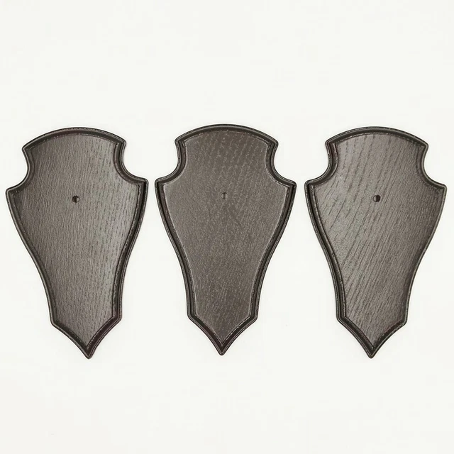 3 Pieza Ciervo Escudo de Trofeo Con Encaje En Roble Oscuro Af 19CM X 11CM