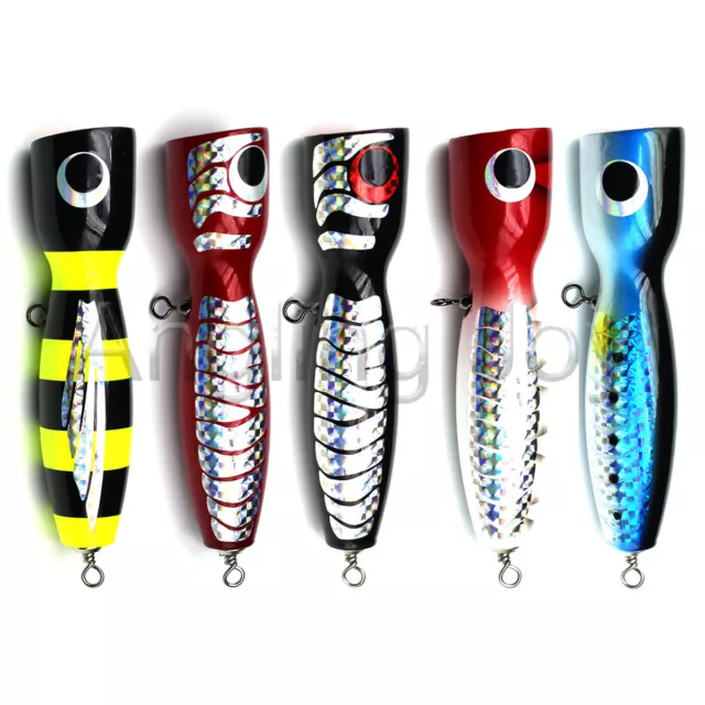 19CM 120G WOOD Popper Topwater Fishing Lure Trolling Big Game Handmade