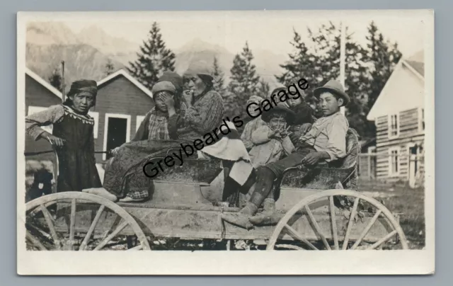 RPPC Native American Indian Wagon FAIRMONT HOT SPRINGS BC Real Photo Postcard