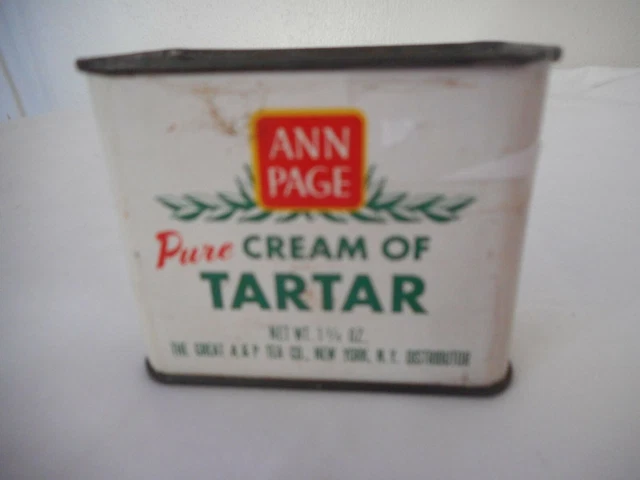 Vintage Ann Page Pure Cream Of Tartar Green and Red Spice Tin A&P