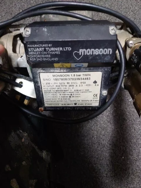 Stuart Turner, Monsoon Twin Shower Pump 1.5 bar.   Used  Good Working Condition 3
