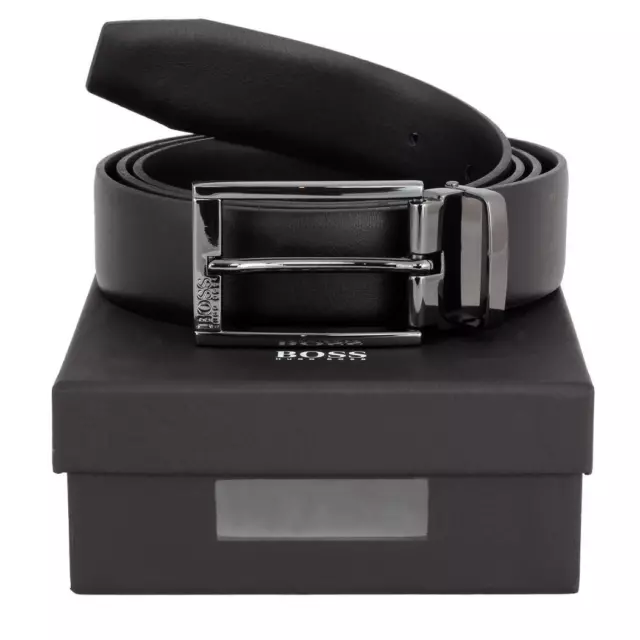 HUGO BOSS FR boîte - HOMME cadeau cuir EUR brassage réversible unique ceinture ceinture noir taille 89,95 PicClick