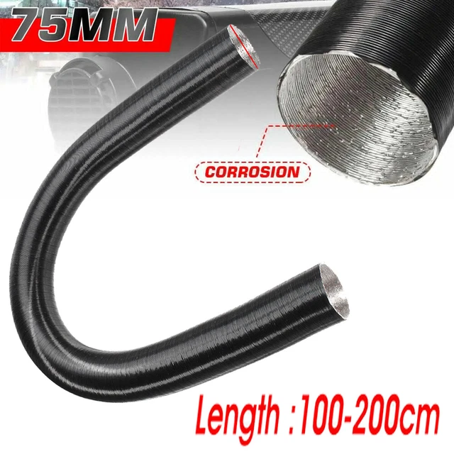1 Pc Car Heater Duct Pipe 75mm ID 100cm Max L Warm Air Ducting Hose Car Truck RV Bus Van Boat Aluminum Foil Brown