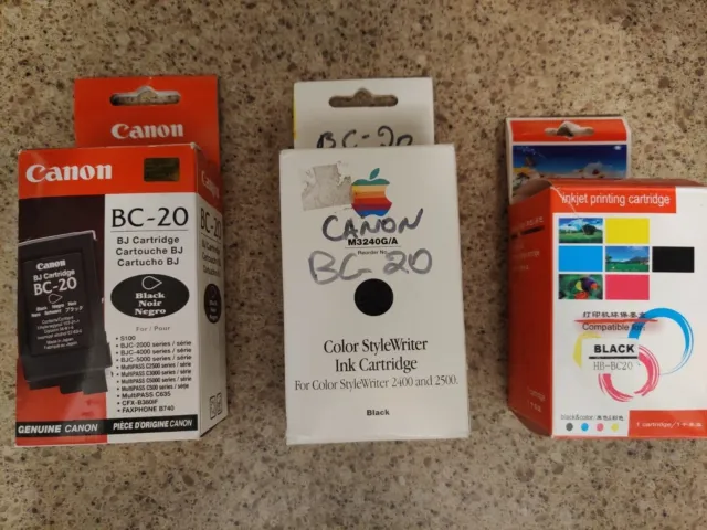Genuine Apple StyleWriter & Canon BC-20 Black Ink Cartridge BJC 2000, 4000, 5500