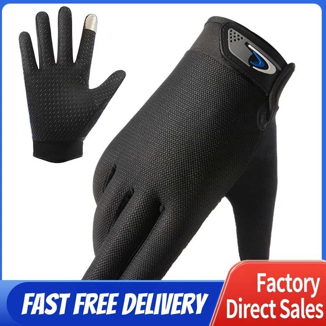 Full Finger Men Gloves Touch Screen Mesh Sports Cycling Hand Gloves (Black)