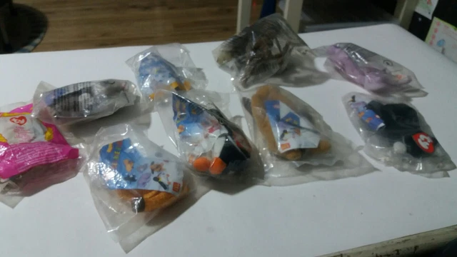 ❤9 NEW SEALED❤ McDonalds Vintage Happy Meal Toys Beanie Babies + Smurfs + Chip++