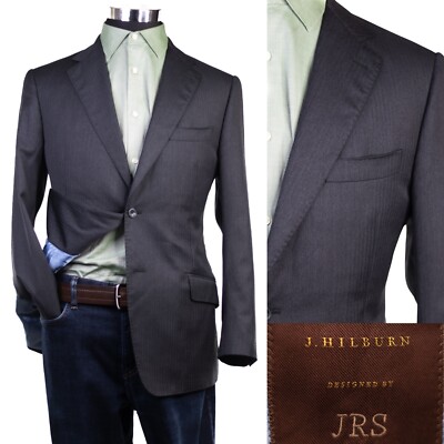 J Hilburn Men's Blazer Sport Coat Two Button Wool Sports Jacket Size 41s Striped