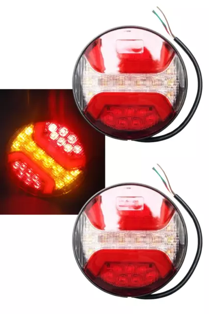 2x LED Rückleuchte Rund ⌀122 Bremslicht Positionslicht Blinker Anhänger LKW PKW