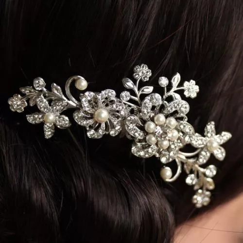 Silver Bridal Headpiece Wedding Crystal Rhinestone Hair Comb Party Accessories