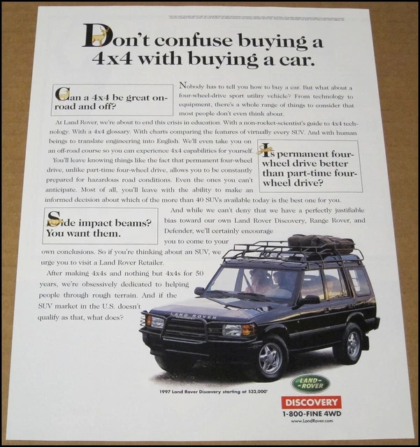 1997 Land Rover Discovery SUV Print Ad Automobile Car Advertisement Vintage