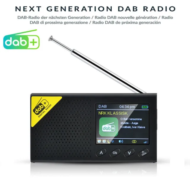 2.4" Portable DAB DAB+ Digital Radio FM Rechargeable Bluetooth Music Player LCD