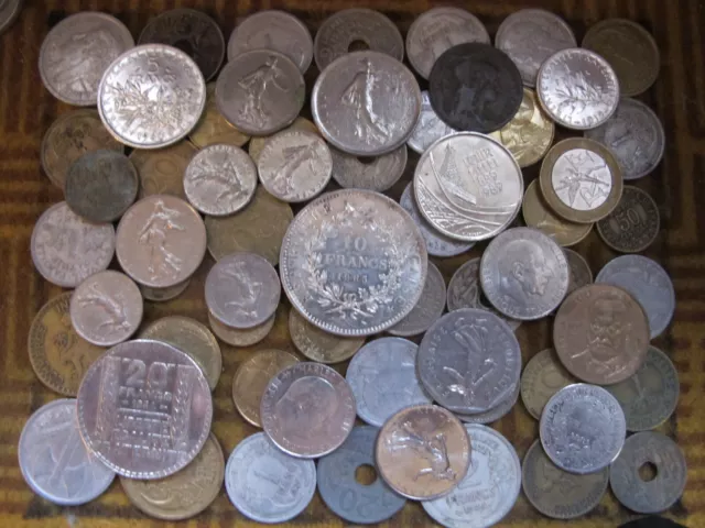 Superbe Argent & Bronze Dans Ce Magnifique Lot De 64 Pièces Françaises Anciennes