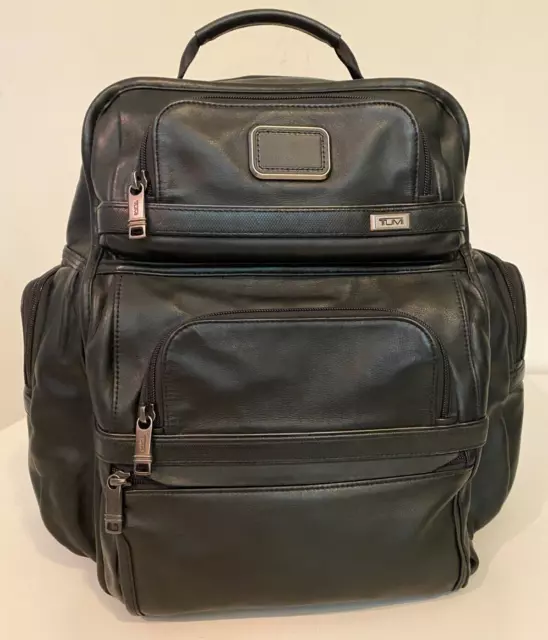 Tumi - Alpha 3 – Leather Brief Pack Backpack - Black 1173431041 9603580DL3