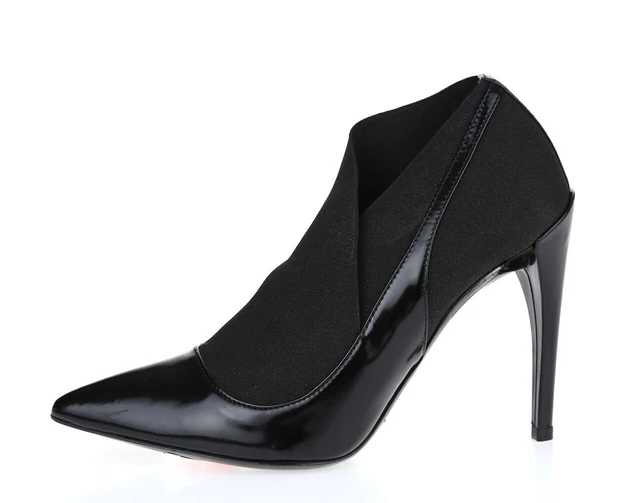 Womens CHRISTIAN DIOR 226032 black leather ankle booties sz. 35.5