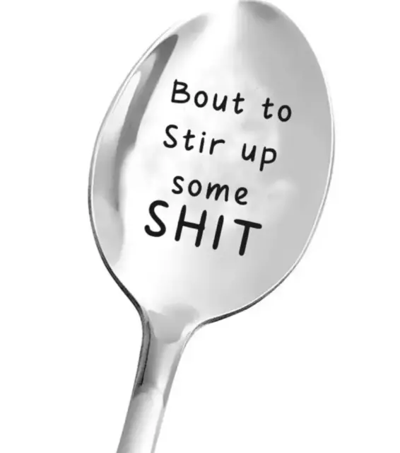 1pc Bout To Stir Up... Teaspoon - Novelty Fun Friend Relative Work Gift Present