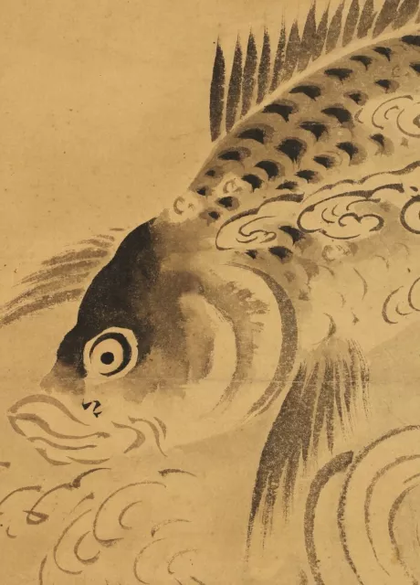 Colgante Rollo Japonés Pintura Japón Carpa Antiguo Viejo Art f847
