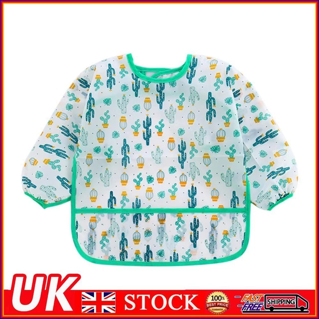 Baby Feeding Bibs Kids Waterproof Long Sleeve Coverall (4-6Years Cactus)