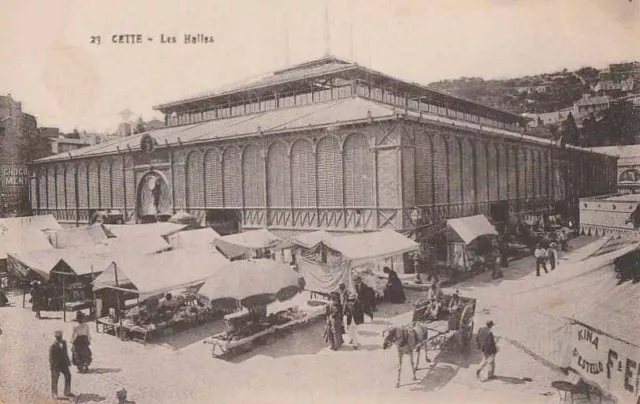 -Carte Postale ancienne Sète ( Hérault ) Les Halles