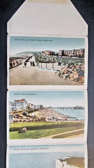 Eastbourne Sussex Fold Out Novelty Letter Postcard C1920 Various Full Size Views