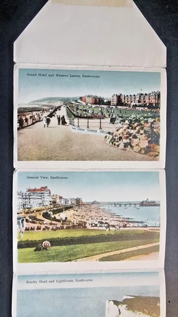 Eastbourne Sussex ausklappbar Neuheit Brief Postkarte C1920 verschiedene Ansichten in voller Größe