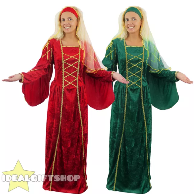 Ladies Tudor Queen Dress Fancy Dress Costume Medieval Princess Renaissance