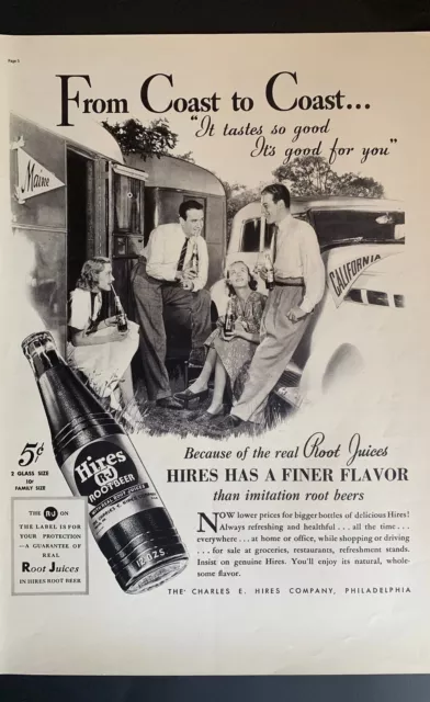 Vintage 1937 Hires Root Beer Ad