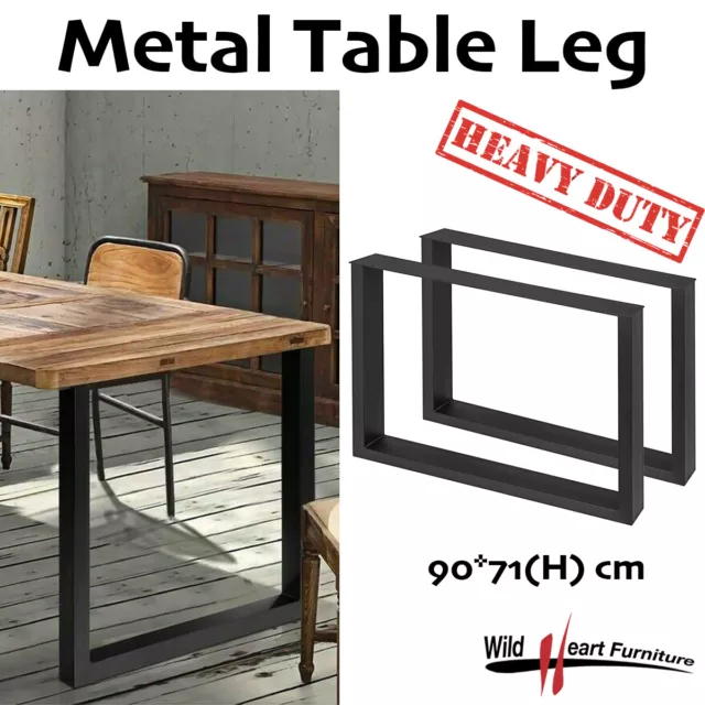 2x Steel Table Legs Coffee Dining Industrial Vintage Bench Metal Box Shape 900MM